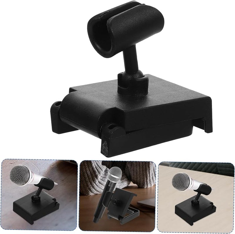 10Pcs Black Mini Desktop Microphone Stand Base Multipurpose Clamp Holder Compatible Various Mics - Image 3